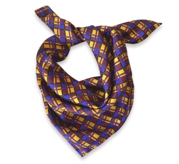 Svilena marama 70x70 karirani dezen bordo zlatno plava