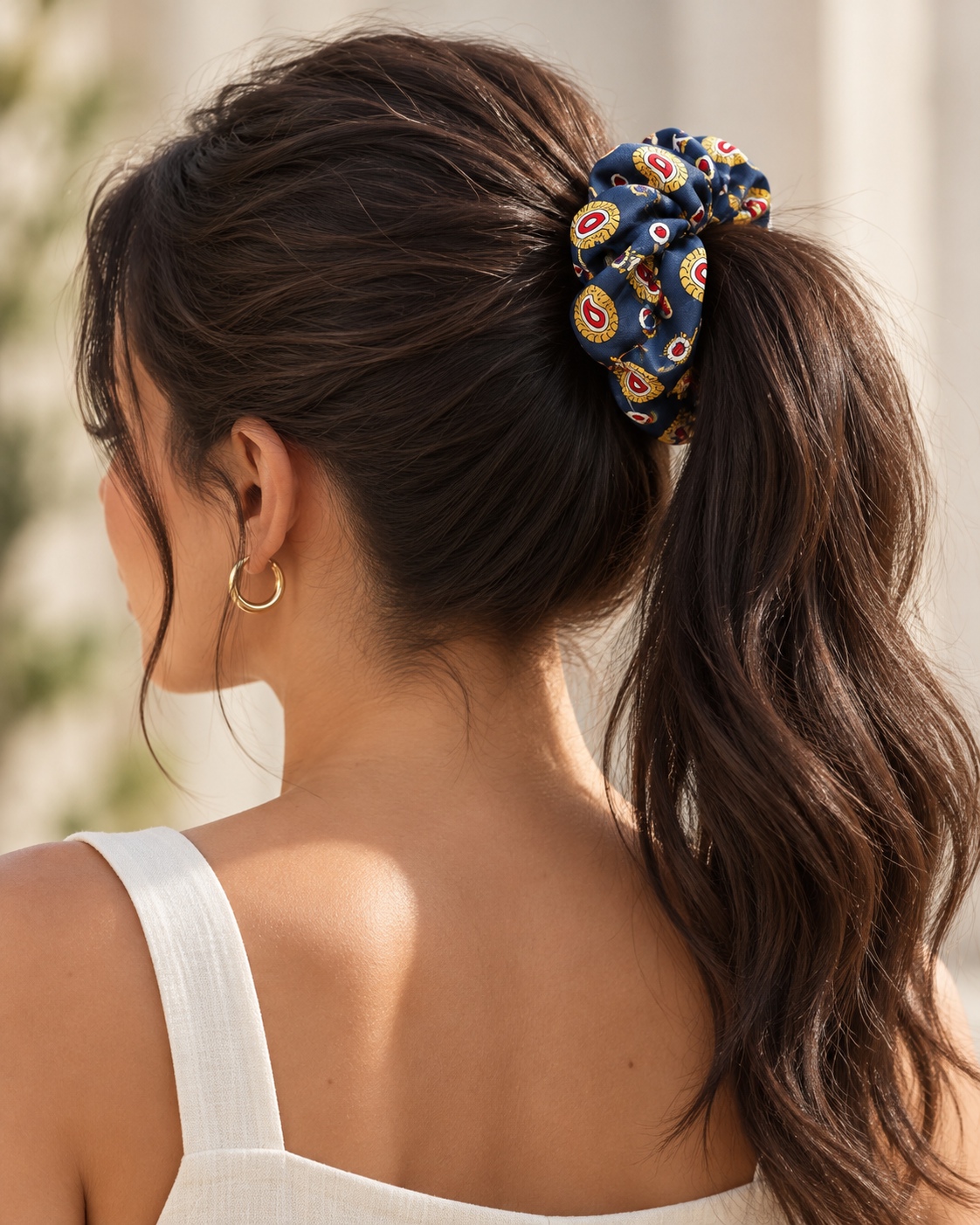 Navy Ruby – svilena gumica za kosu 003 - Slika 2